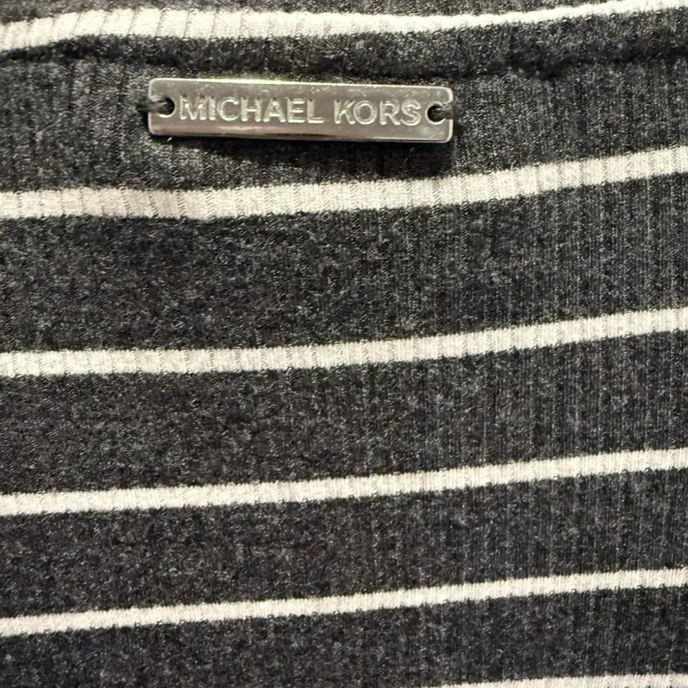 Michael Kors Black and White Striped Long Sleeve Tee